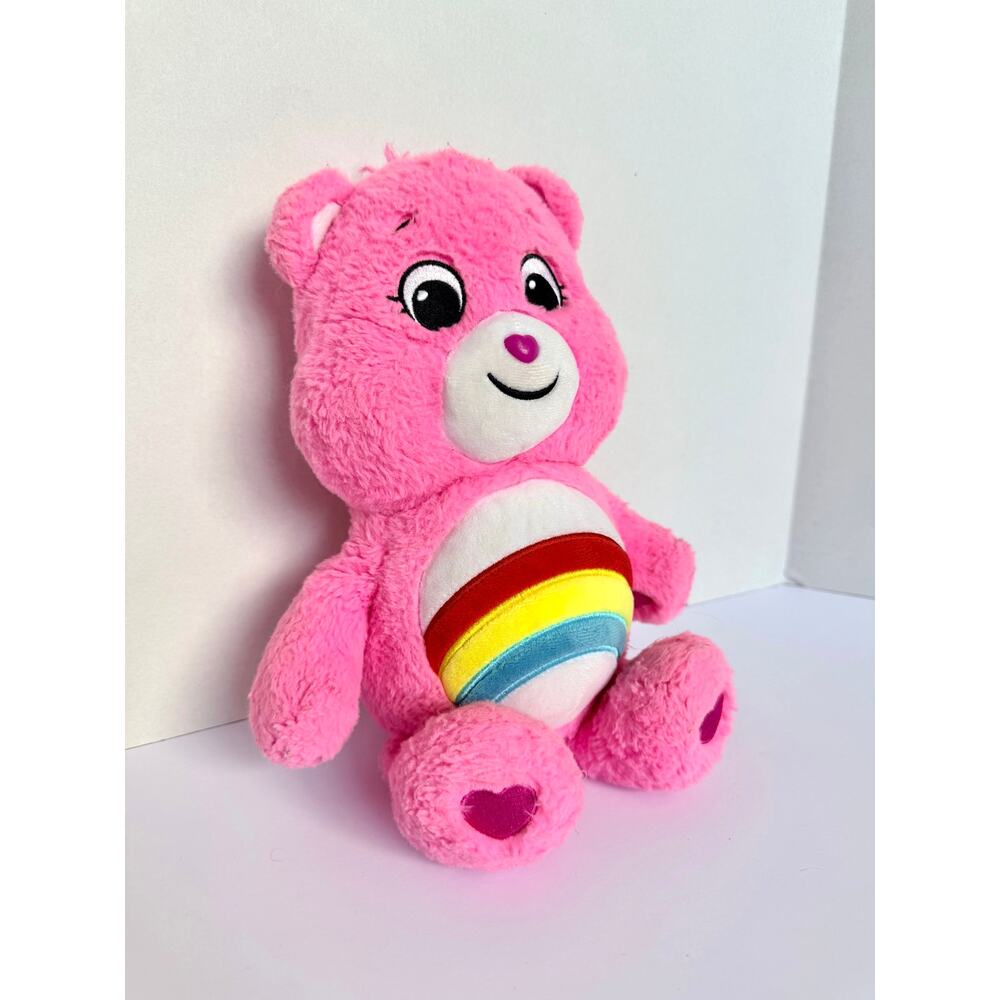 Care Bears Rainbow Pink Cheer Bear 9 inch Tall Vintage Stuffed Animal Plush